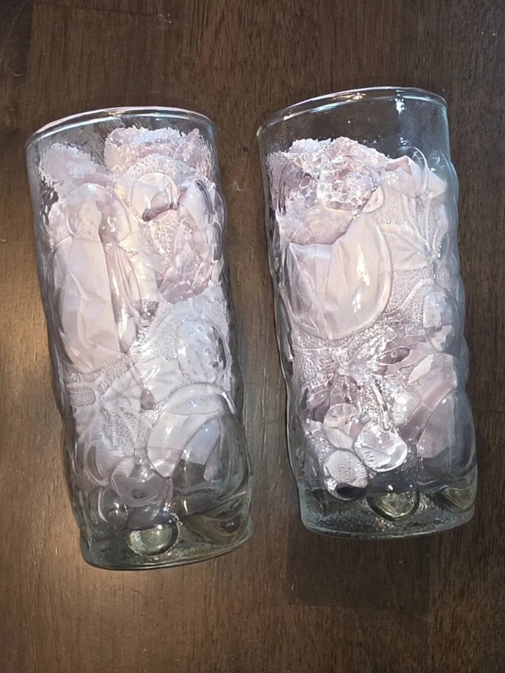 Vintage Embrossed Fruit Glasses 2 Replacements Vases Decor Drinkware Retro